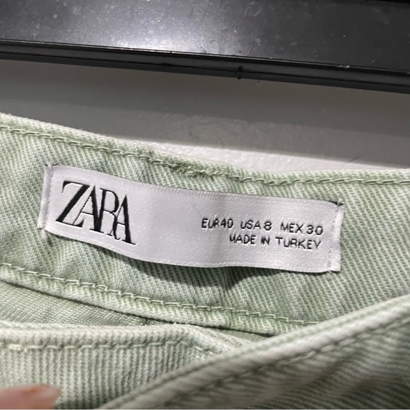 Zara Slouchy Darted Jeans Light Green Size 8 - Picture 4 of 5